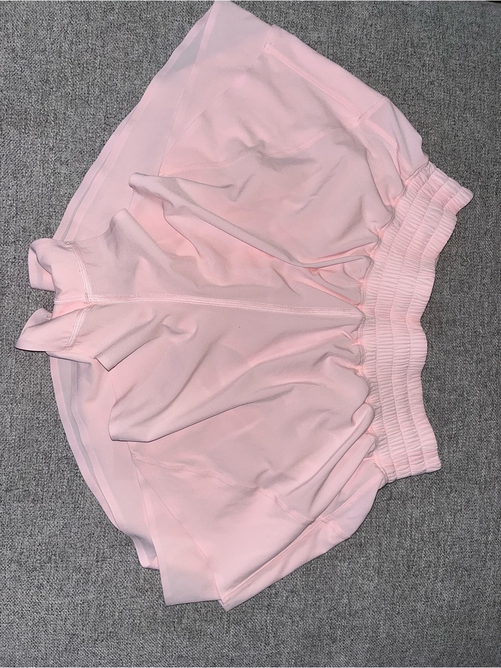 lululemon athletica Pale Pink Workout uShorts with Smocked Waistband.